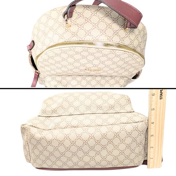 Nine West Backpack & Card Wallet Signature Print PVC Mauve Faux Leather - Picture 4 of 9